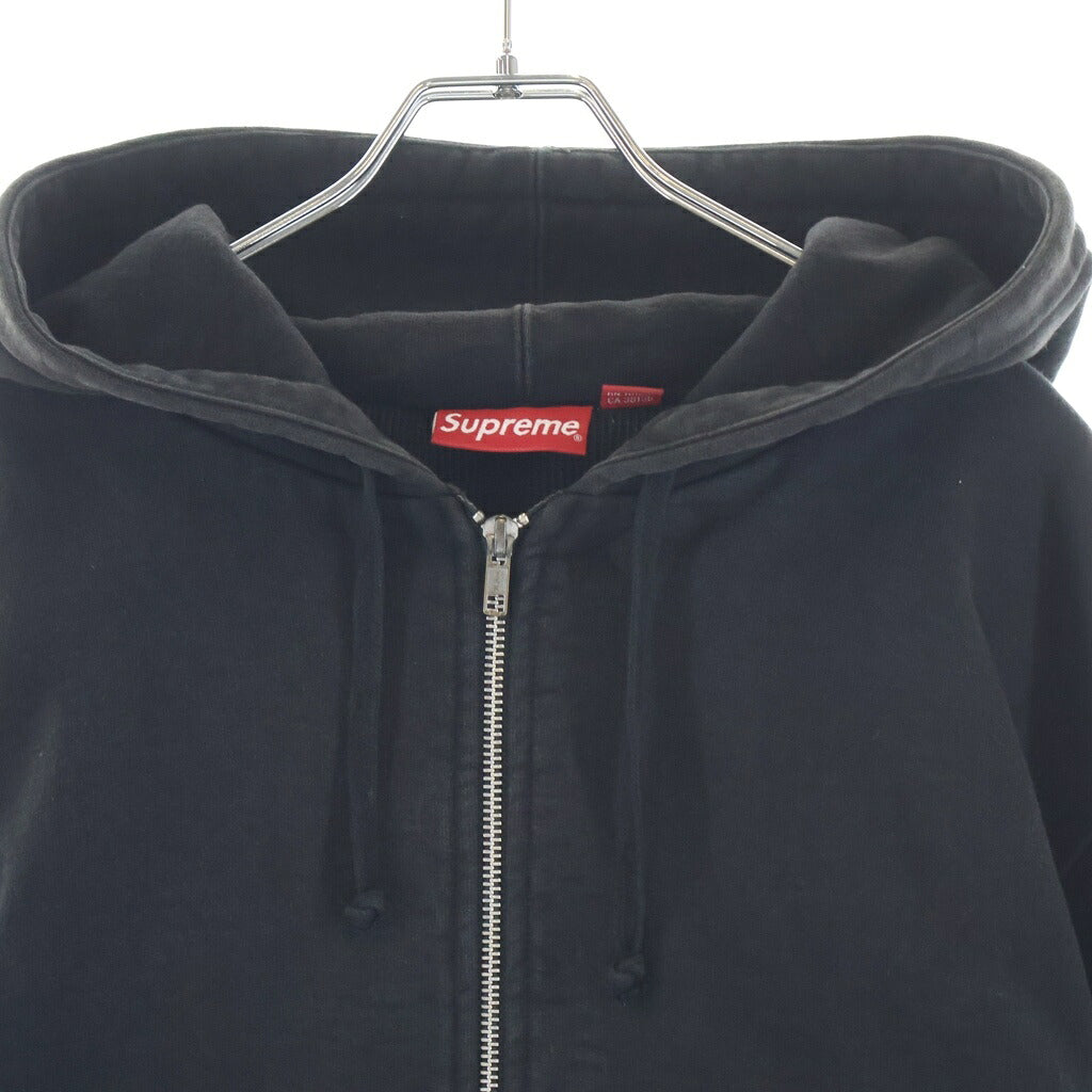 SUPREME(シュプリーム) 19AW Thermal Zip Up Hooded Sweatshirt ロゴ刺繍 裏地サーマル ジップアップ パーカー ブラック