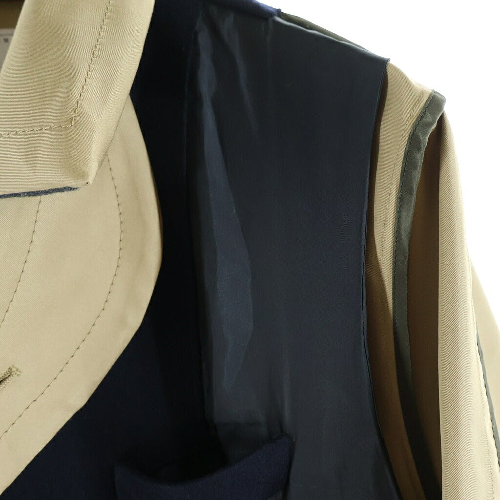Sacai(サカイ) 21AW ドッキングトレンチコート ベージュ/ネイビー 21-02621M