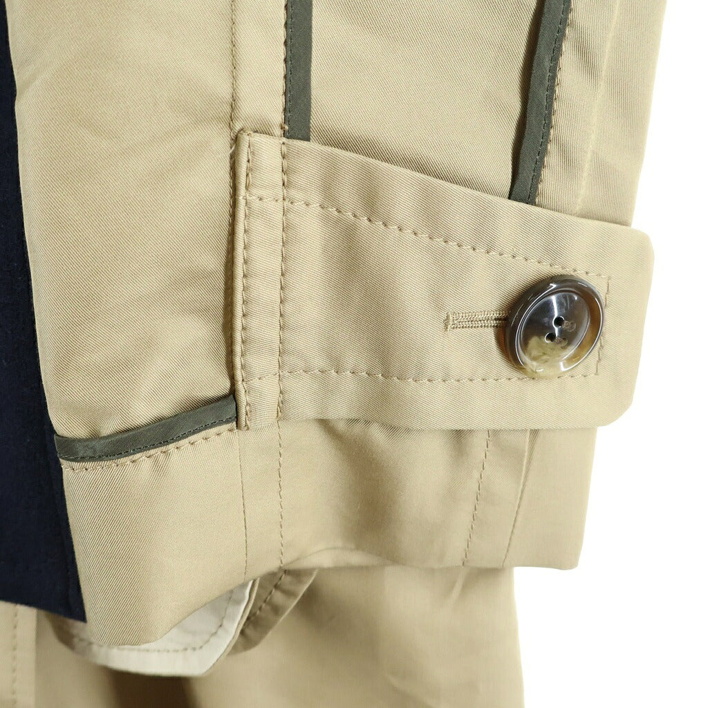 Sacai(サカイ) 21AW ドッキングトレンチコート ベージュ/ネイビー 21-02621M