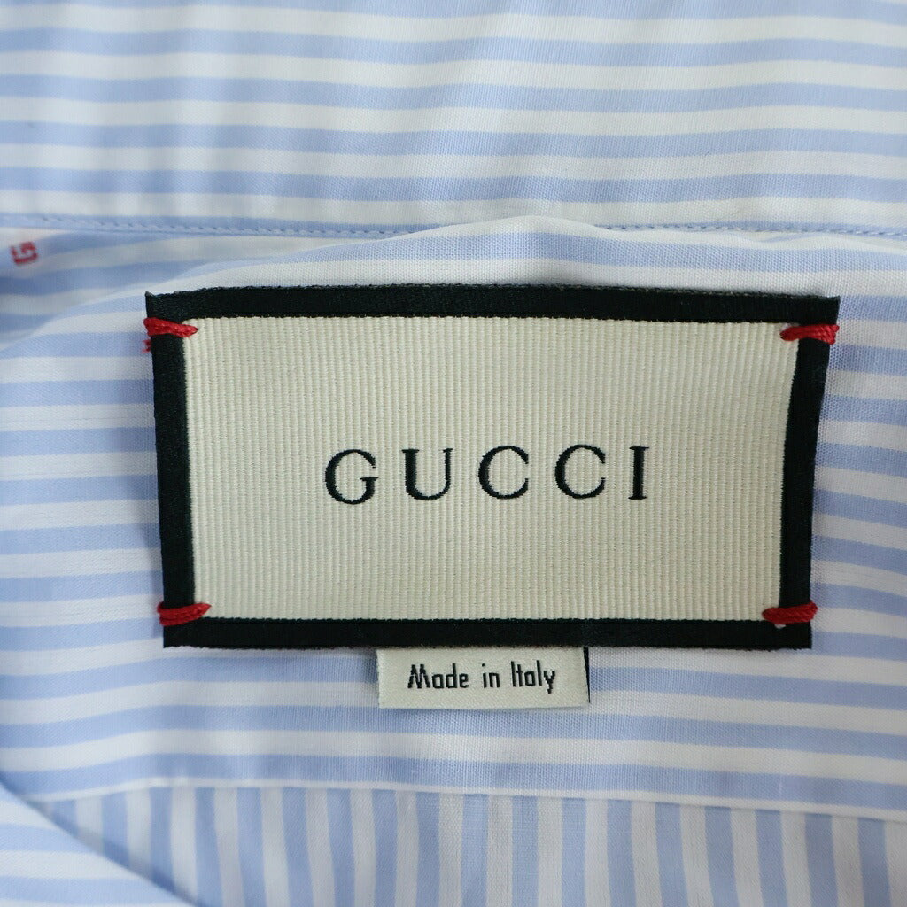 GUCCI(グッチ) G刺繍 ストライプ 長袖シャツ ブルー/ホワイト 547234 ZAADQ