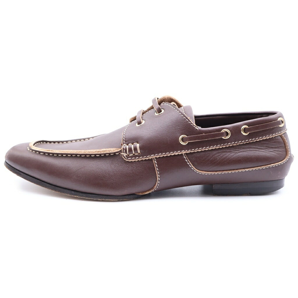 GUCCI(グッチ) レザー レースアップ モカシン ローカットシューズ ブラウン 138190