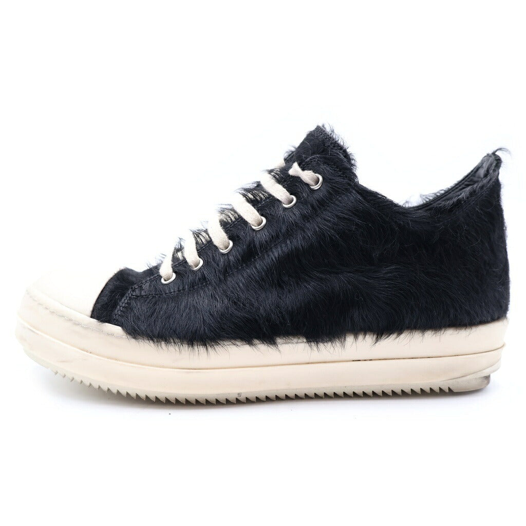 Rick Owens(リックオウエンス) ponyhair low ラモーンズ ファー・ポニーヘア ハラコ ローカットスニーカー ブラック/アイボリー RR01D3891-LHL