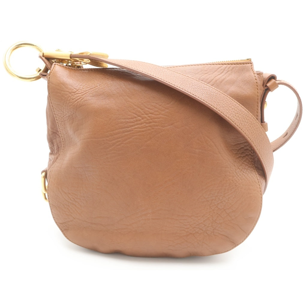 BURBERRY(バーバリー) ナイト ショルダーバッグ ブラウン レザー ゴールド金具 レディース