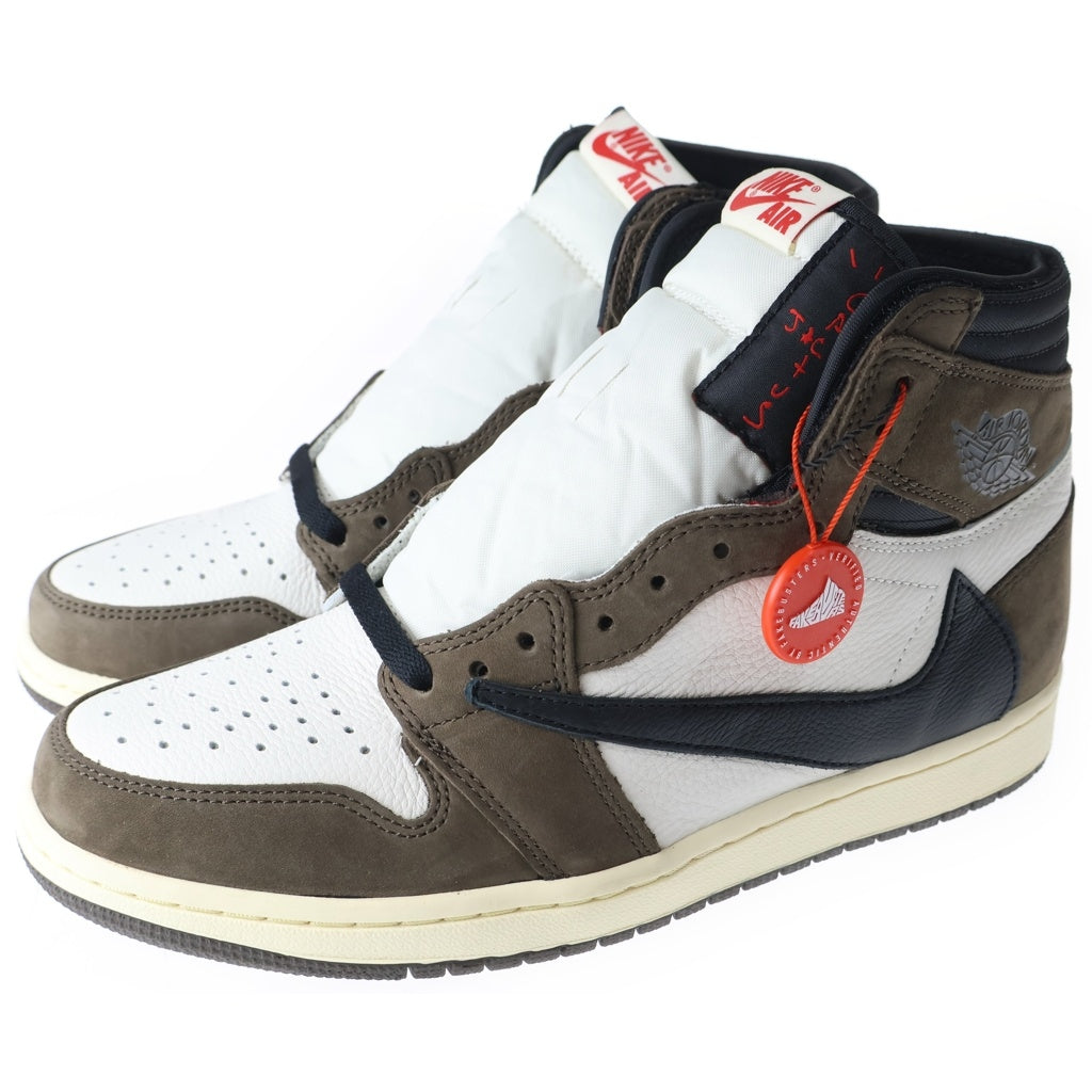 NIKE(ナイキ) ×TRAVIS SCOTT AIR JORDAN 1 RETRO HIGH OG TS SP CD4487-100 トラヴィススコット エアジョーダン1 ハイカットスニーカー ブラウン/ホワイト US9.5/27.5cm
