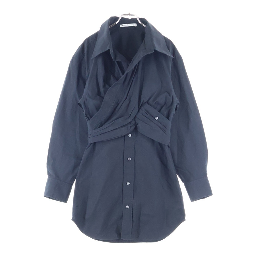 ALEXANDER WANG(アレキサンダーワン) Cross Front Shirt Dress 長袖シャツドレス レディース ブラック 4WC2226175