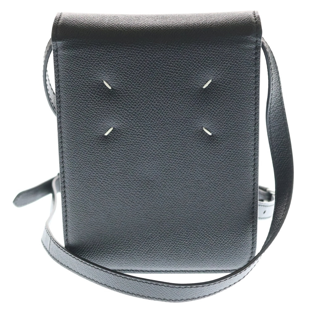 Maison Margiela(メゾンマルジェラ) 4ステッチ レザー スマホショルダーバッグ ポシェット ブラック