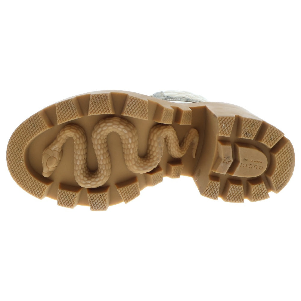 GUCCI(グッチ) GGスプリーム アンクルブーツ レザー×PVC ホワイト×ベージュ 659691 ハイヒールブーツ 靴