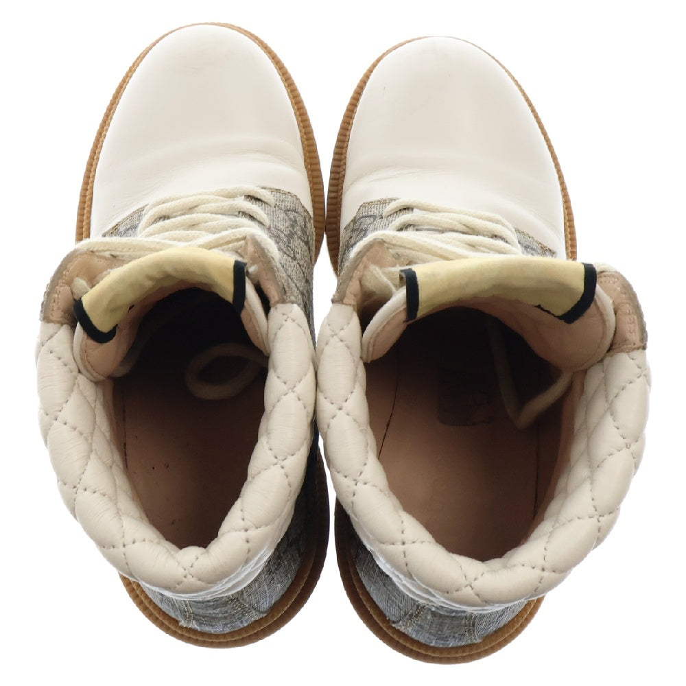 GUCCI(グッチ) GGスプリーム アンクルブーツ レザー×PVC ホワイト×ベージュ 659691 ハイヒールブーツ 靴