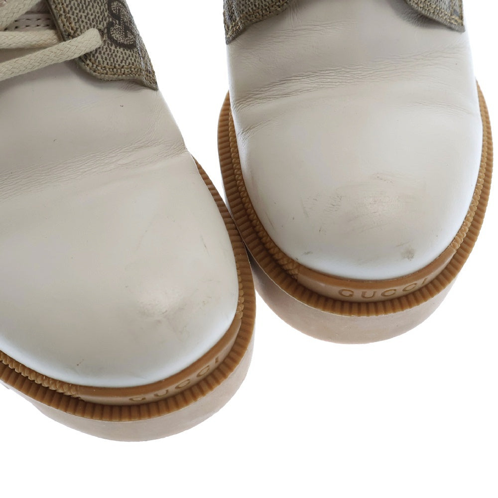 GUCCI(グッチ) GGスプリーム アンクルブーツ レザー×PVC ホワイト×ベージュ 659691 ハイヒールブーツ 靴