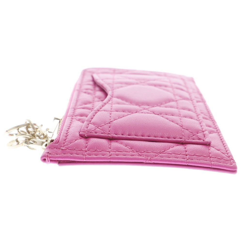 Christian Dior(クリスチャンディオール) レディディオール カナージュ フラグメントケース ピンク レザー カードケース コインケース