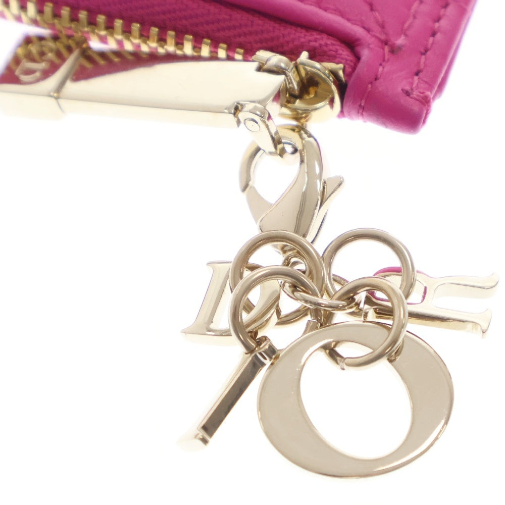 Christian Dior(クリスチャンディオール) レディディオール カナージュ フラグメントケース ピンク レザー カードケース コインケース