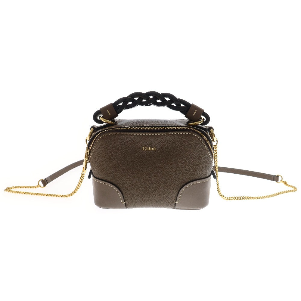 Chloe(クロエ) ダリア ミニバッグ チェーンショルダーバッグ ブラウン レザー ゴールド金具 斜め掛けバッグ