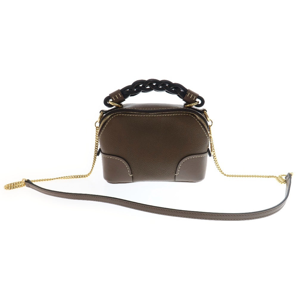 Chloe(クロエ) ダリア ミニバッグ チェーンショルダーバッグ ブラウン レザー ゴールド金具 斜め掛けバッグ