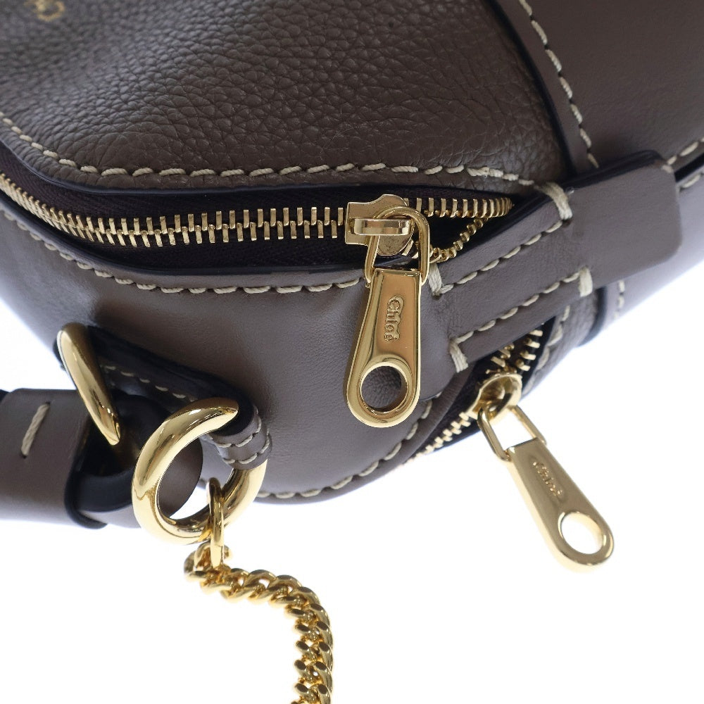 Chloe(クロエ) ダリア ミニバッグ チェーンショルダーバッグ ブラウン レザー ゴールド金具 斜め掛けバッグ