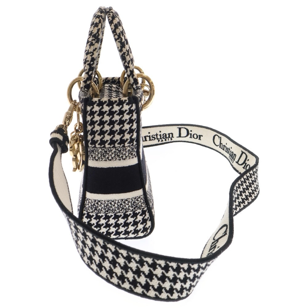 Christian Dior(クリスチャンディオール) レディディオール LADY D-LITE 2WAY 千鳥格子柄 ハンドバッグ ショルダーバッグ ブラック×ホワイト H0565BZAF M808