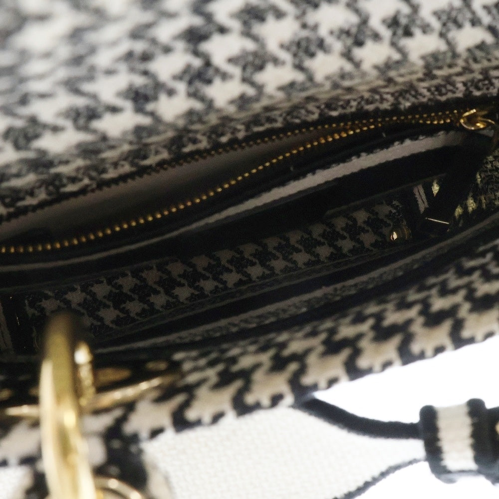 Christian Dior(クリスチャンディオール) レディディオール LADY D-LITE 2WAY 千鳥格子柄 ハンドバッグ ショルダーバッグ ブラック×ホワイト H0565BZAF M808