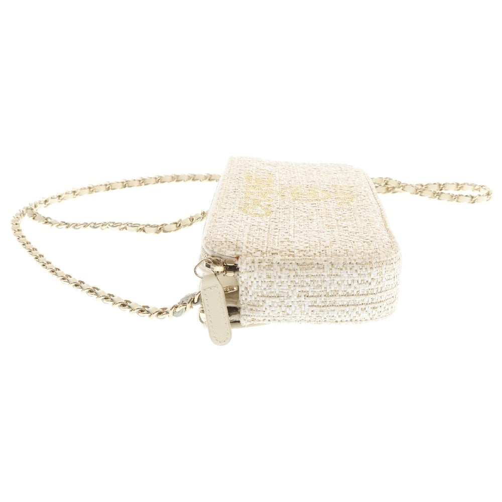 CHANEL(シャネル) ドーヴィル チェーンショルダーウォレット 長財布 アイボリー レザー クラッチバッグ ゴールド金具 シリアルシール A81978