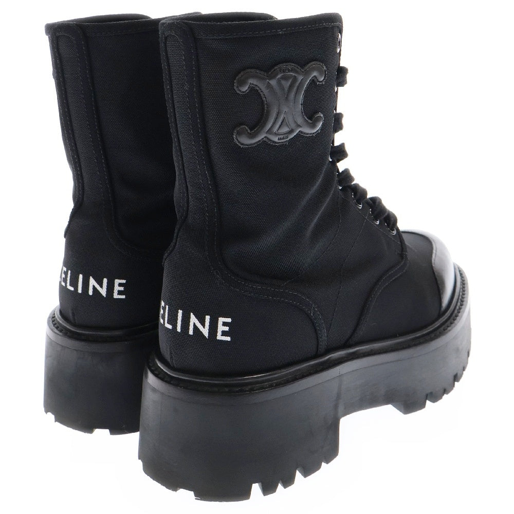 CELINE(セリーヌ) バルキートリオンフ キャンバスレースアップブーツ ブラック レディース