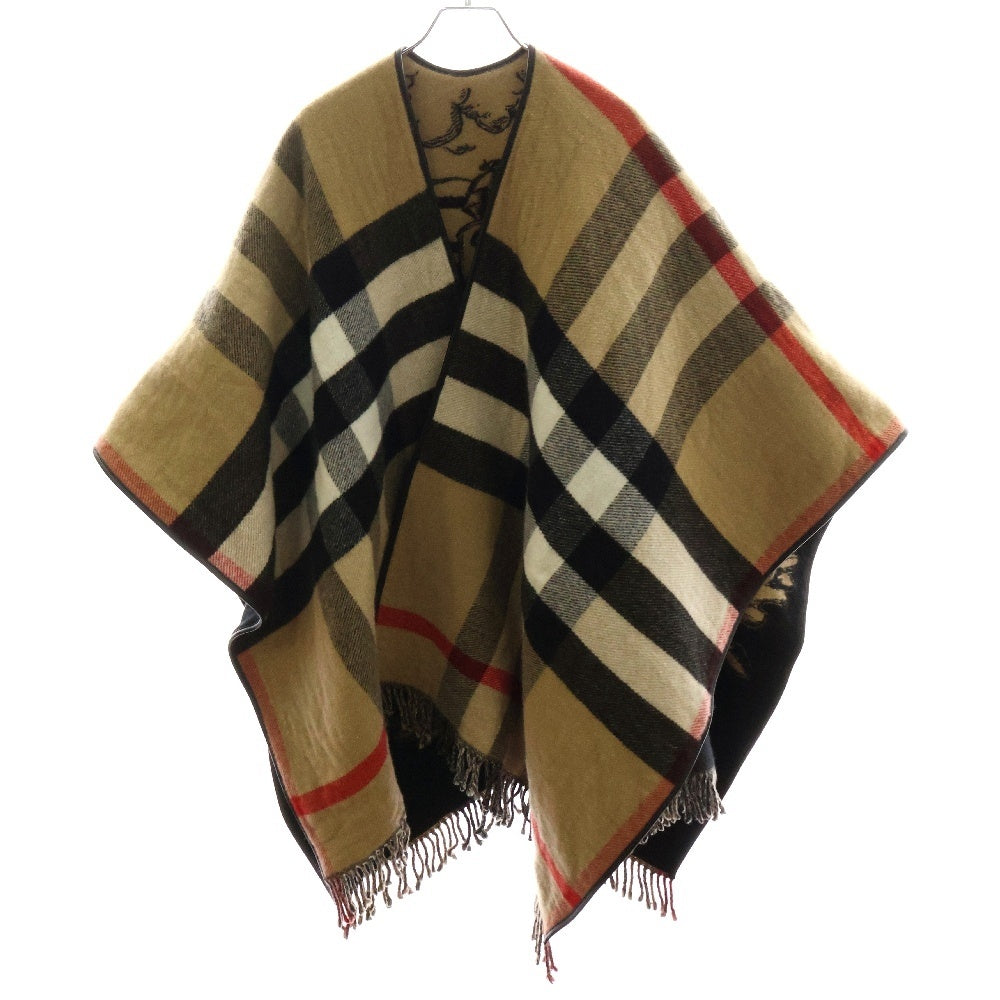 BURBERRY(バーバリー) リバーシブル EKD ウールケープ ノバチェック ベージュ×ブラック