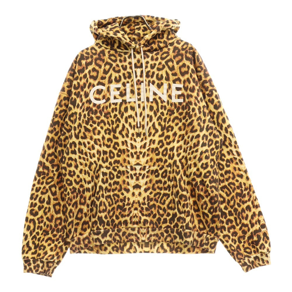 CELINE(セリーヌ) レオパードロゴプリントスウェットプルオーバーパーカー