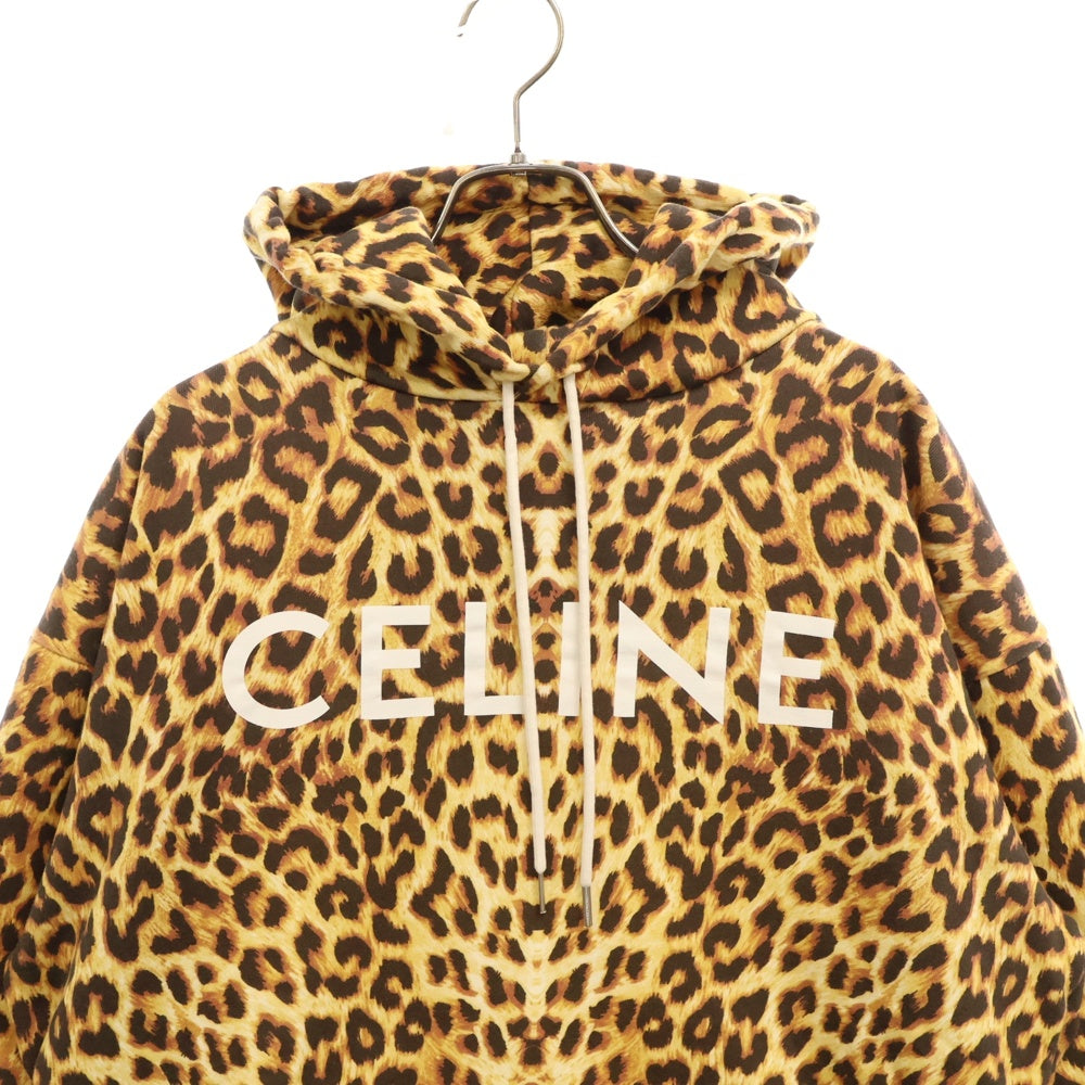 CELINE(セリーヌ) レオパードロゴプリントスウェットプルオーバーパーカー