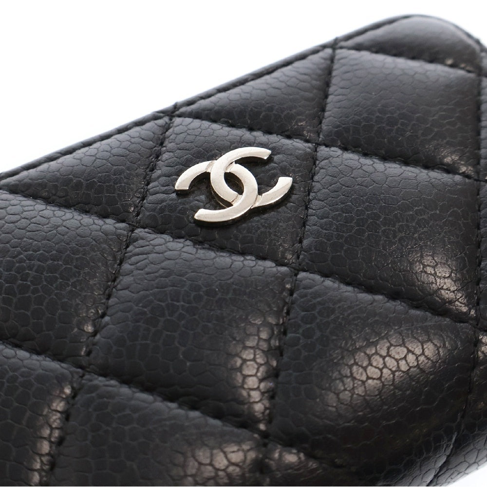 CHANEL(シャネル) マトラッセ ココマーク カードケース キャビアスキン コインケース 財布 ブラック SV金具