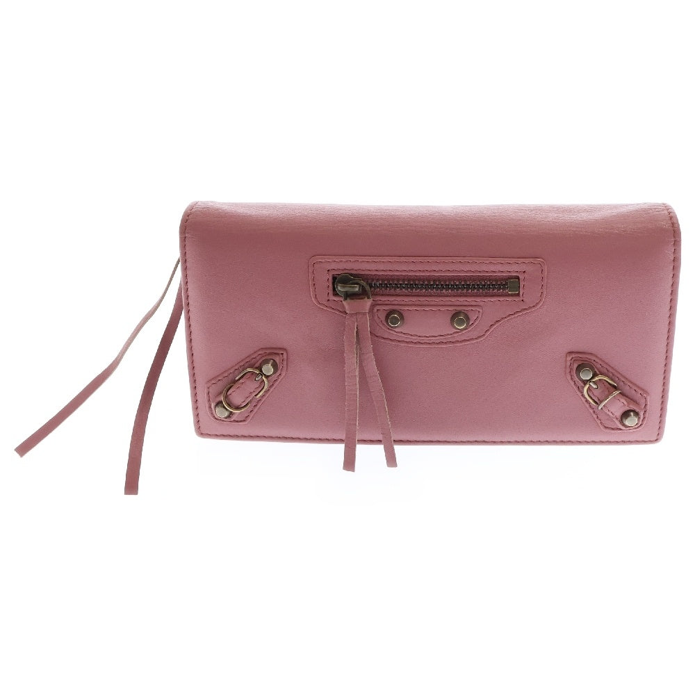 BALENCIAGA(バレンシアガ) 長財布 フラップ ウォレット レザー ピンク