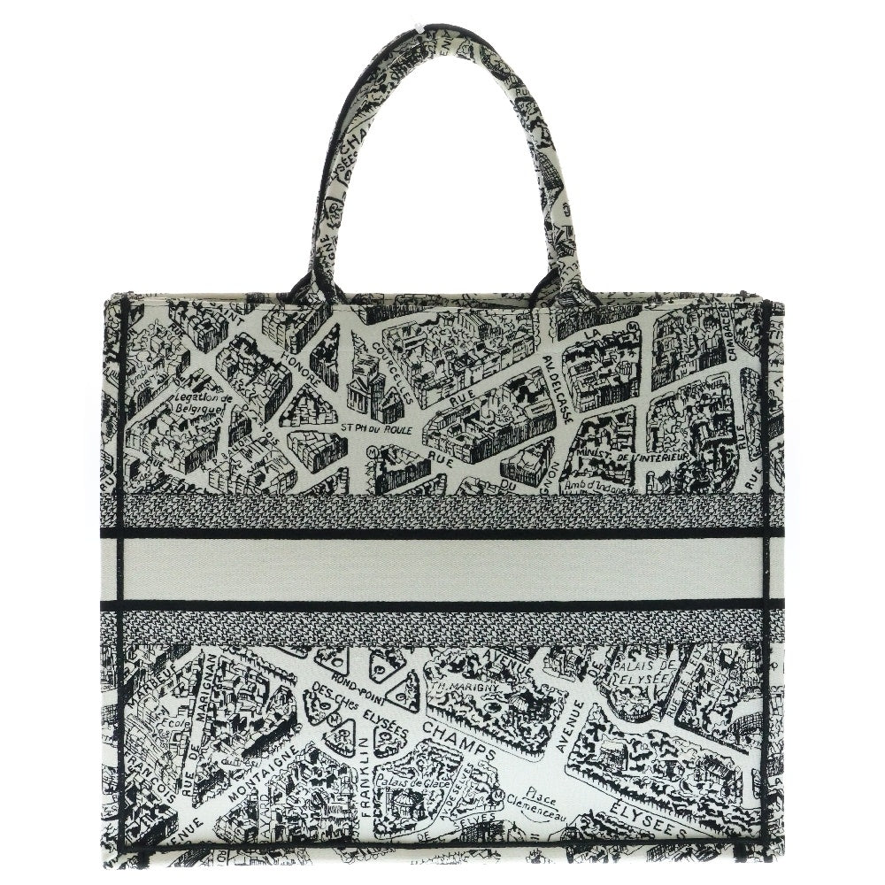 Christian Dior(クリスチャンディオール) ブックトート ラージ プランドゥパリ トートバッグ ハンドバッグ ブラック×ホワイト キャンバス 50MA0213