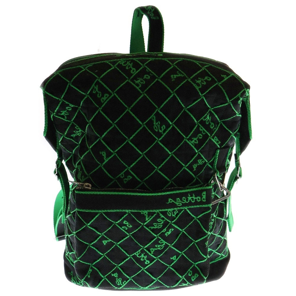 BOTTEGA VENETA(ボッテガヴェネタ) ウェビング バックパック リュックサック ブラック×グリーン シルバー金具 658972