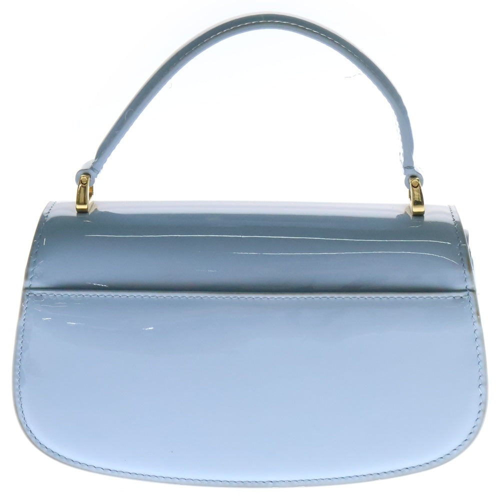Christian Dior(クリスチャンディオール) 30 Montaigne Avenue トップハンドルバッグ ショルダーバッグ スモール パテントカーフスキン ライトブルー ゴールド金具 M9370UVAS_M23B