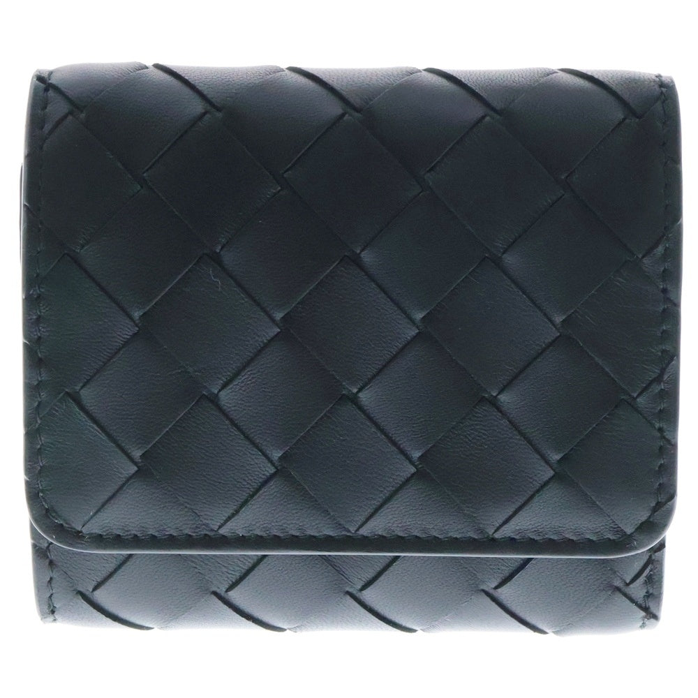BOTTEGA VENETA(ボッテガヴェネタ) イントレチャート オリガミ コインパース付き三つ折りウォレット コンパクトウォレット ブラック レザー 776033