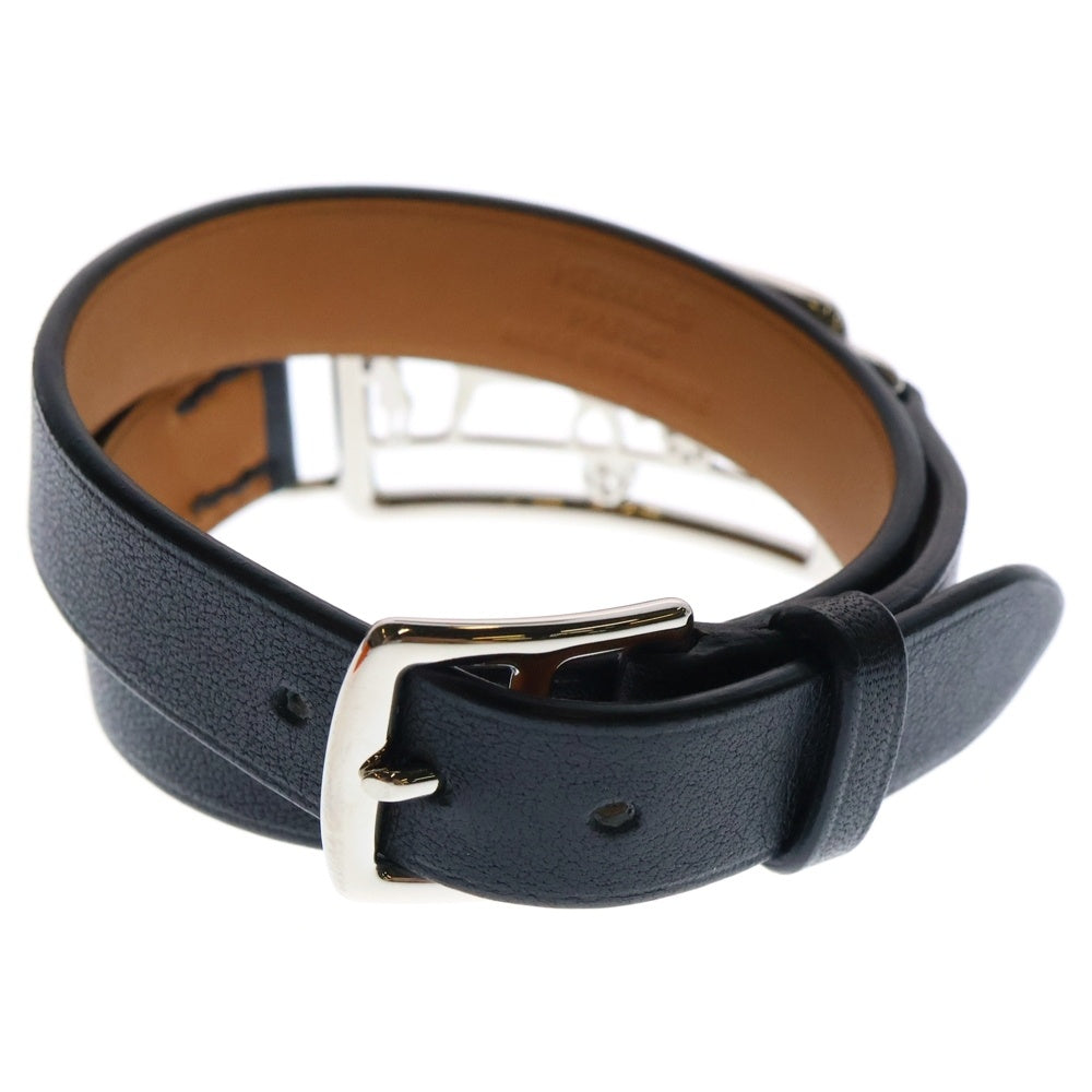 HERMES(エルメス) カレーシュ ドゥブルトゥール ブレスレット ブラック×シルバー D刻印