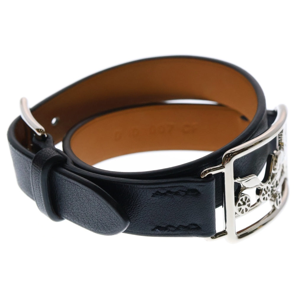 HERMES(エルメス) カレーシュ ドゥブルトゥール ブレスレット ブラック×シルバー D刻印