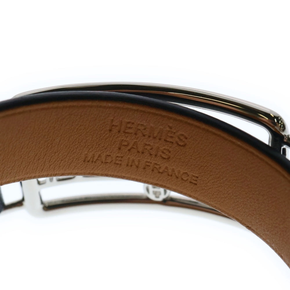 HERMES(エルメス) カレーシュ ドゥブルトゥール ブレスレット ブラック×シルバー D刻印
