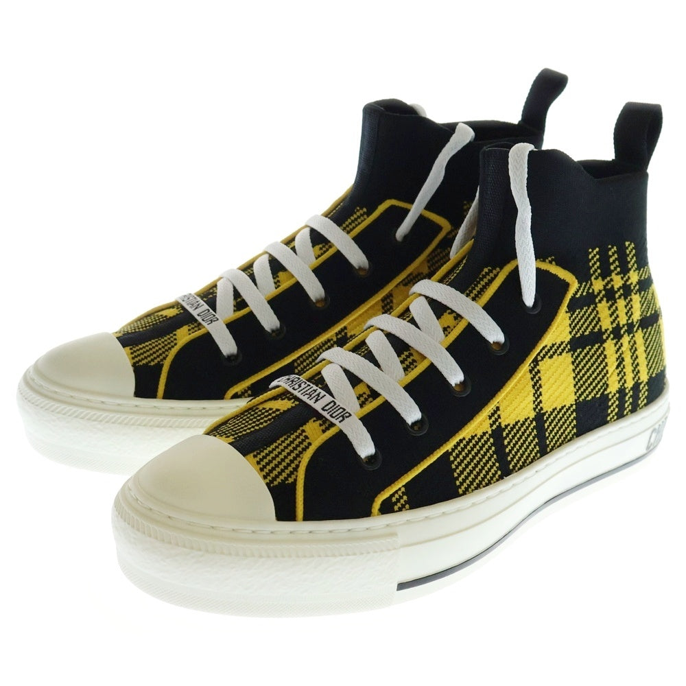 DIOR(ディオール) WALK'N'DIOR ハイトップ チェック ハイカットスニーカー ブラック×イエロー レディース KCK341TKT