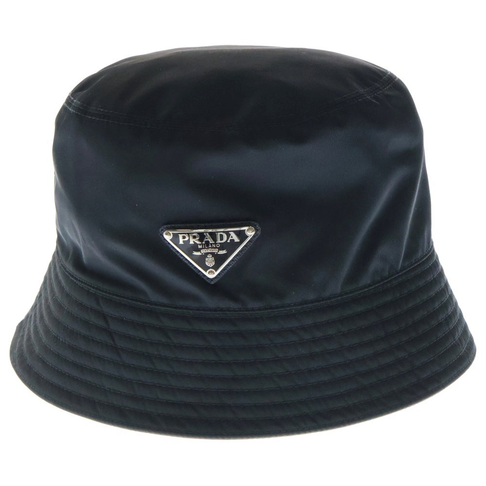 PRADA(プラダ) バケットハット ブラック ナイロン トライアングルロゴ 1HC137