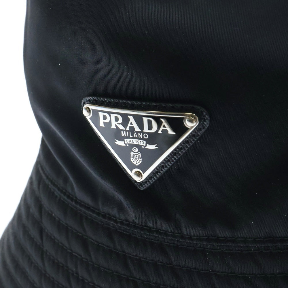 PRADA(プラダ) バケットハット ブラック ナイロン トライアングルロゴ 1HC137