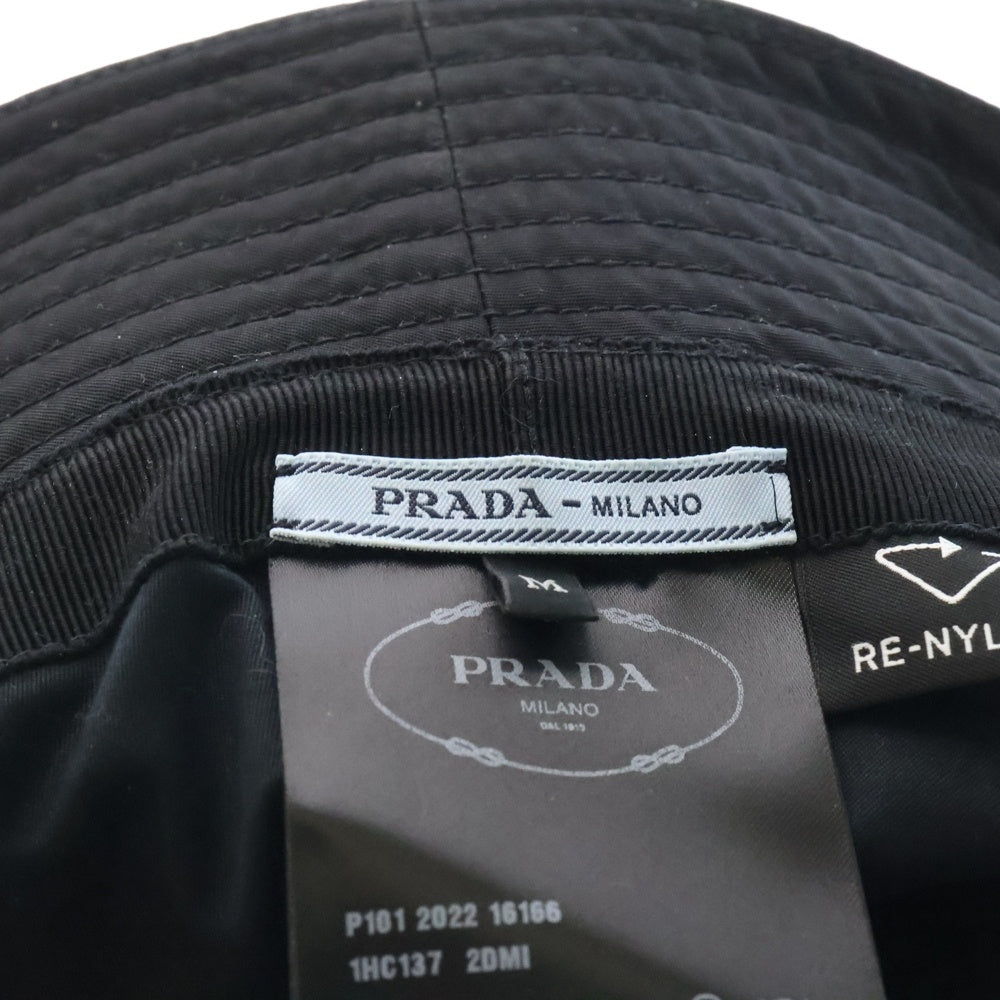 PRADA(プラダ) バケットハット ブラック ナイロン トライアングルロゴ 1HC137