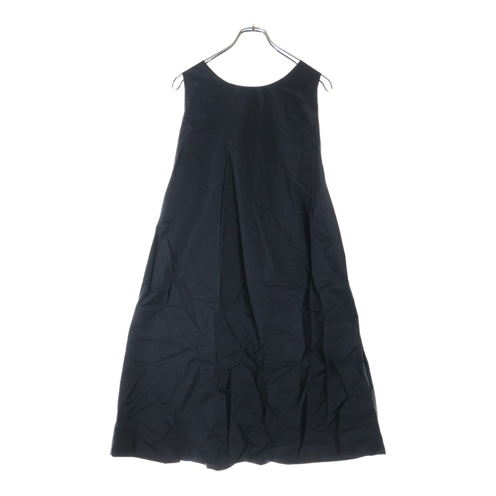 PRADA(プラダ) 23SS Re-Nylon リナイロン ワッペンロゴ ギャザー ドローストリング ジップデザイン ミディアムワンピース ブラック レディース 230698 S231 1WQ9