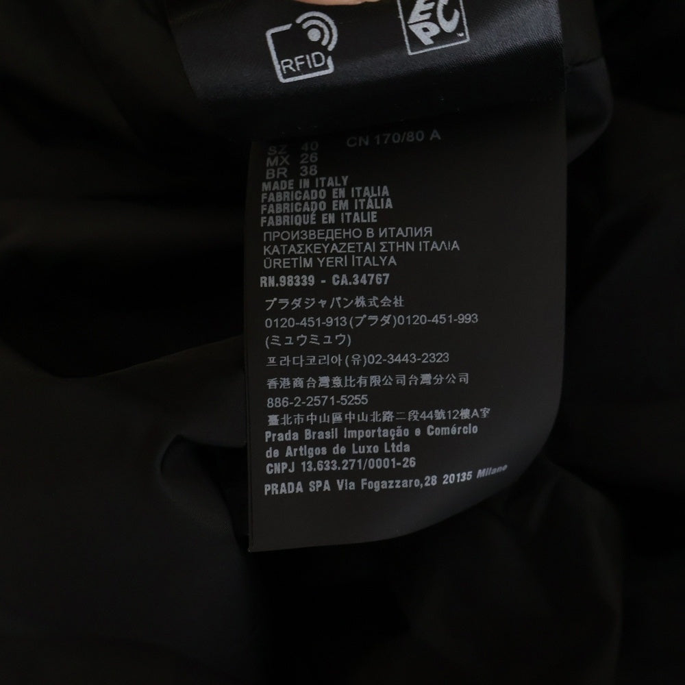 PRADA(プラダ) 23SS Re-Nylon リナイロン ワッペンロゴ ギャザー ドローストリング ジップデザイン ミディアムワンピース ブラック レディース 230698 S231 1WQ9