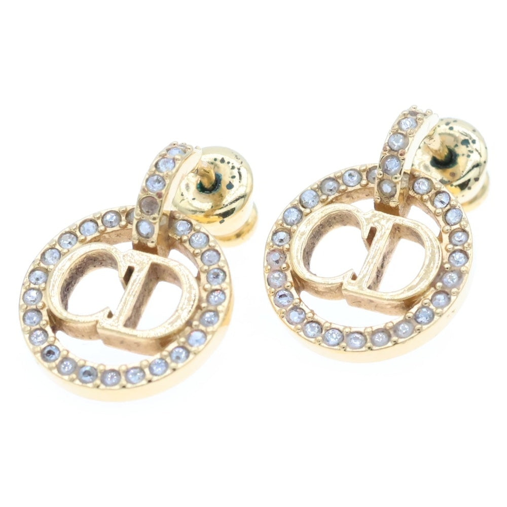 Christian Dior(クリスチャンディオール) CDロゴ ラインストーン ピアス ゴールド レディース