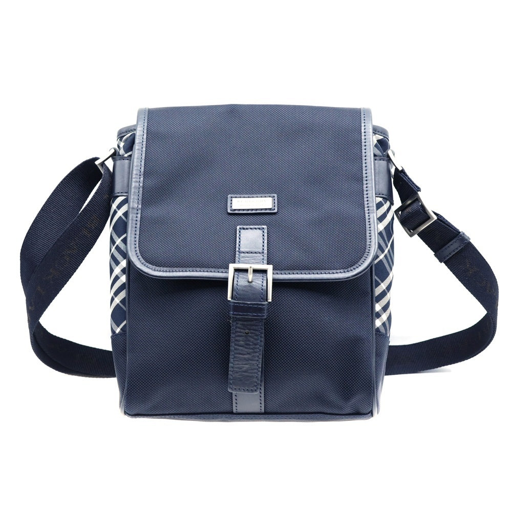 BURBERRY BLACK LABEL(バーバリー ブラックレーベル) ショルダーバッグ ノバチェック メッセンジャーバッグ ネイビー シルバー金具