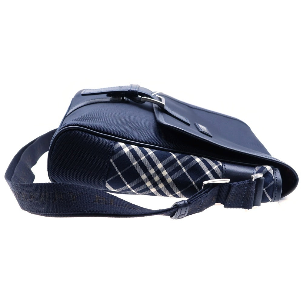 BURBERRY BLACK LABEL(バーバリー ブラックレーベル) ショルダーバッグ ノバチェック メッセンジャーバッグ ネイビー シルバー金具