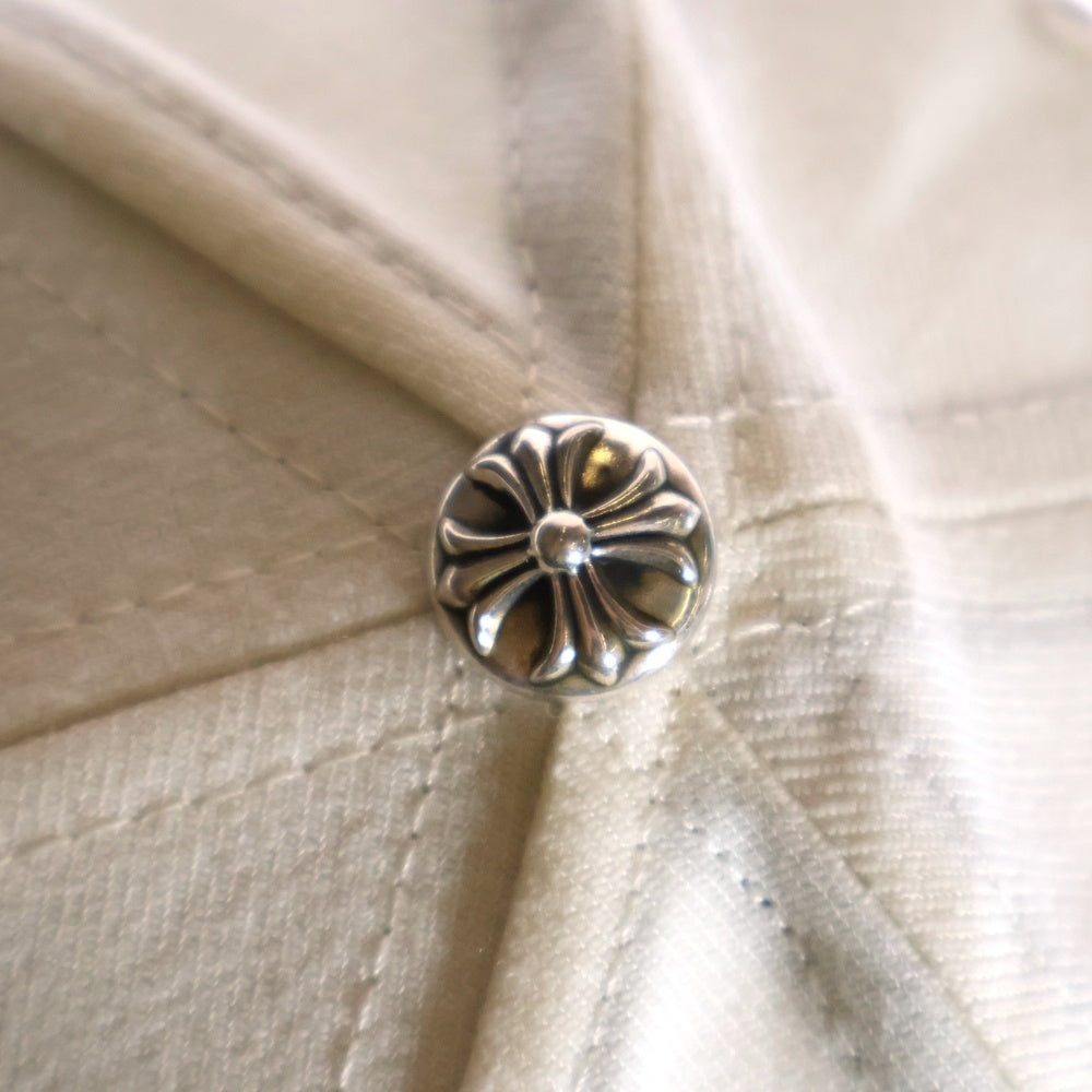 CHROME HEARTS(クロムハーツ) FITTED WOOL ACRYLIC SERGE VINY HEART ヴァインハートロゴ刺繍ベースボールキャップ 帽子 アイボリー×レッド