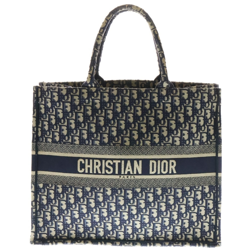 Christian Dior(クリスチャンディオール) オブリーク ブックトートバッグ ハンドバッグ ネイビー ラージ キャンバス