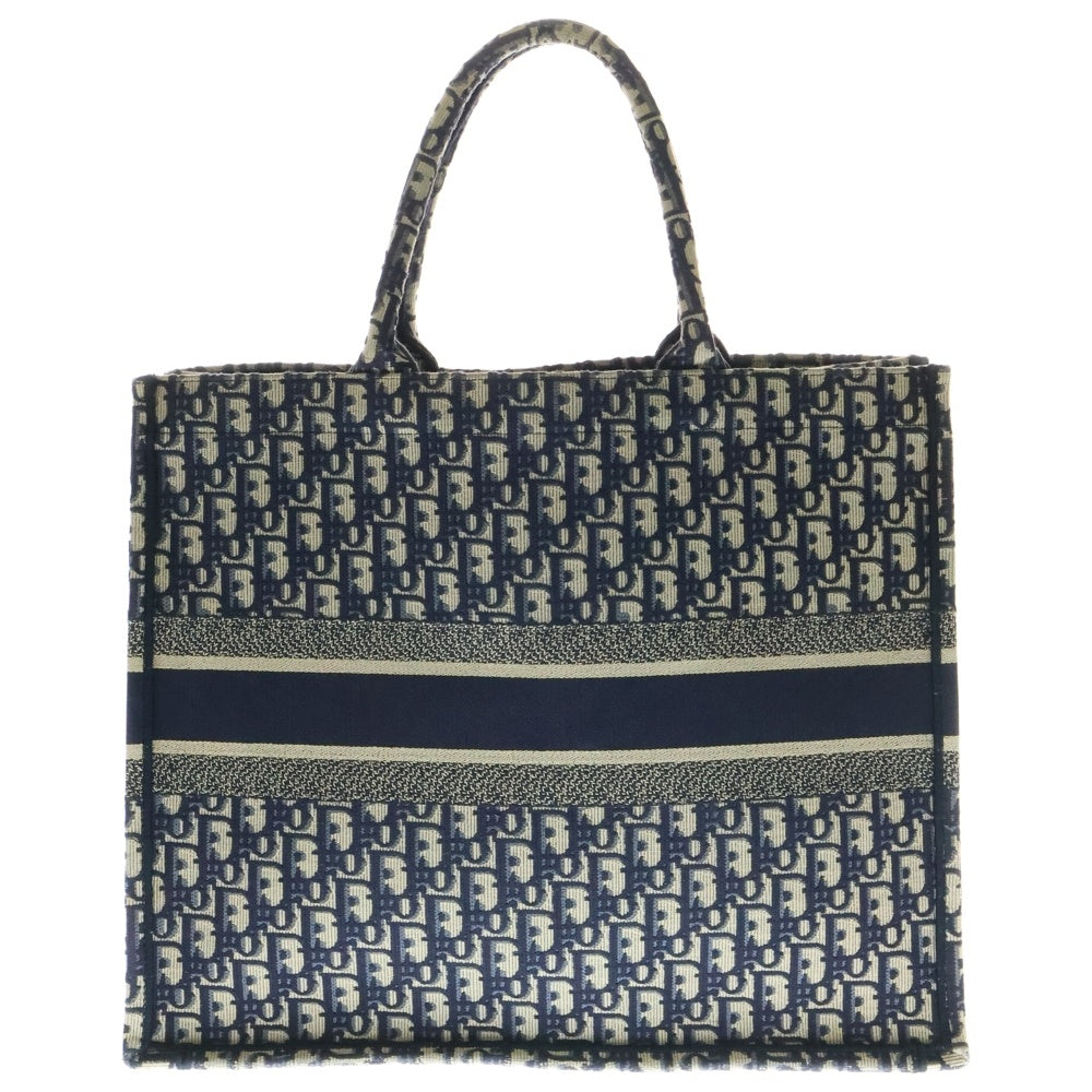 Christian Dior(クリスチャンディオール) オブリーク ブックトートバッグ ハンドバッグ ネイビー ラージ キャンバス