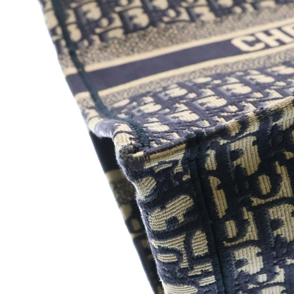 Christian Dior(クリスチャンディオール) オブリーク ブックトートバッグ ハンドバッグ ネイビー ラージ キャンバス