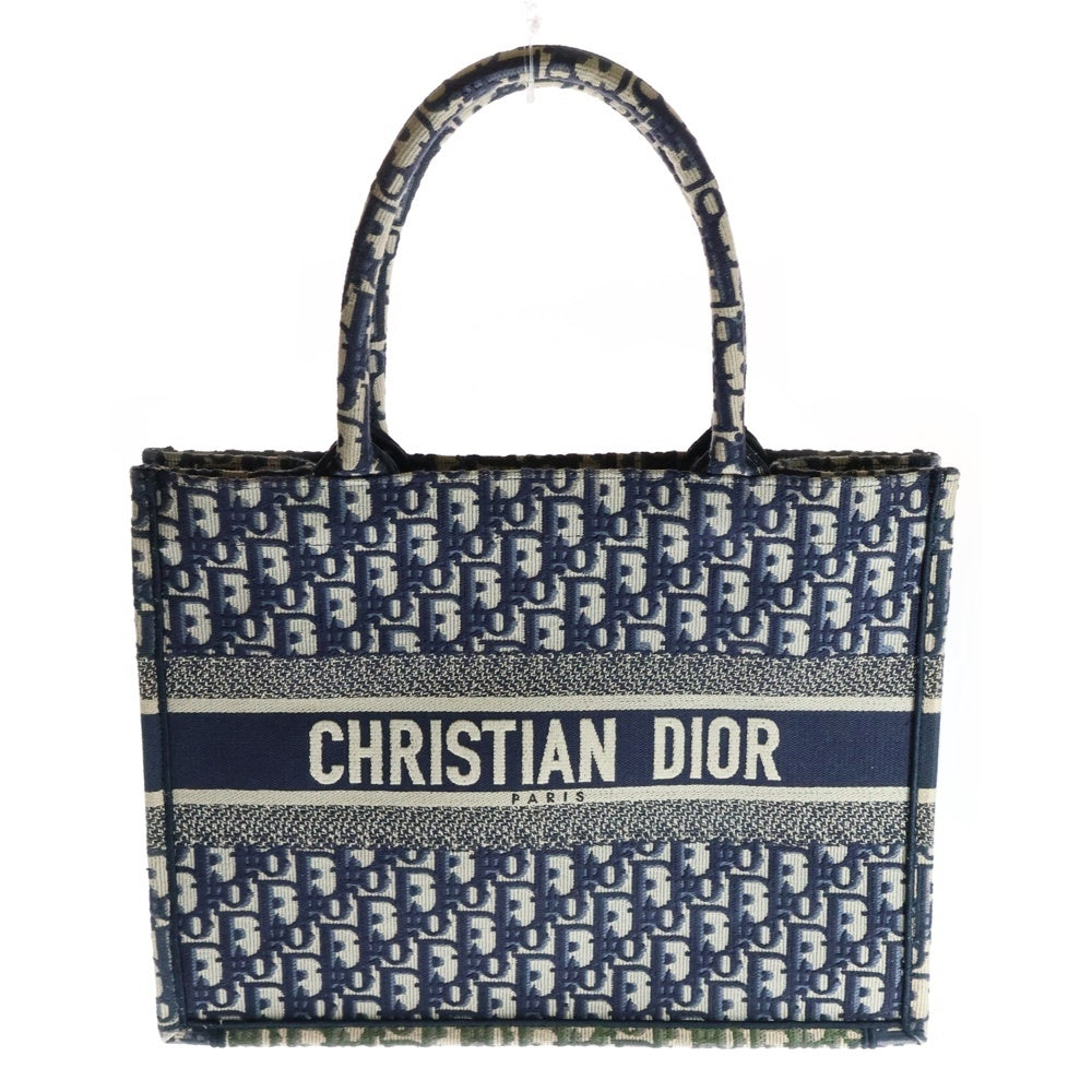 Christian Dior(クリスチャンディオール) ブックトート ミディアム オブリーク ハンドバッグ キャンバス ネイビー
