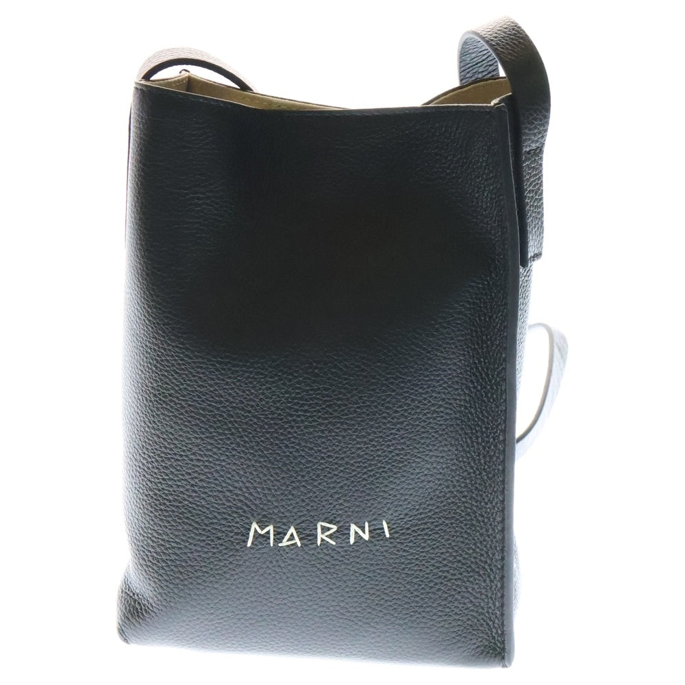 MARNI(マルニ) MUSEO MENDING CROSSBODY ミュゼオ メンディング クロスボディ ステッチロゴ レザー ショルダーバッグ ブラック SBMP0084U3