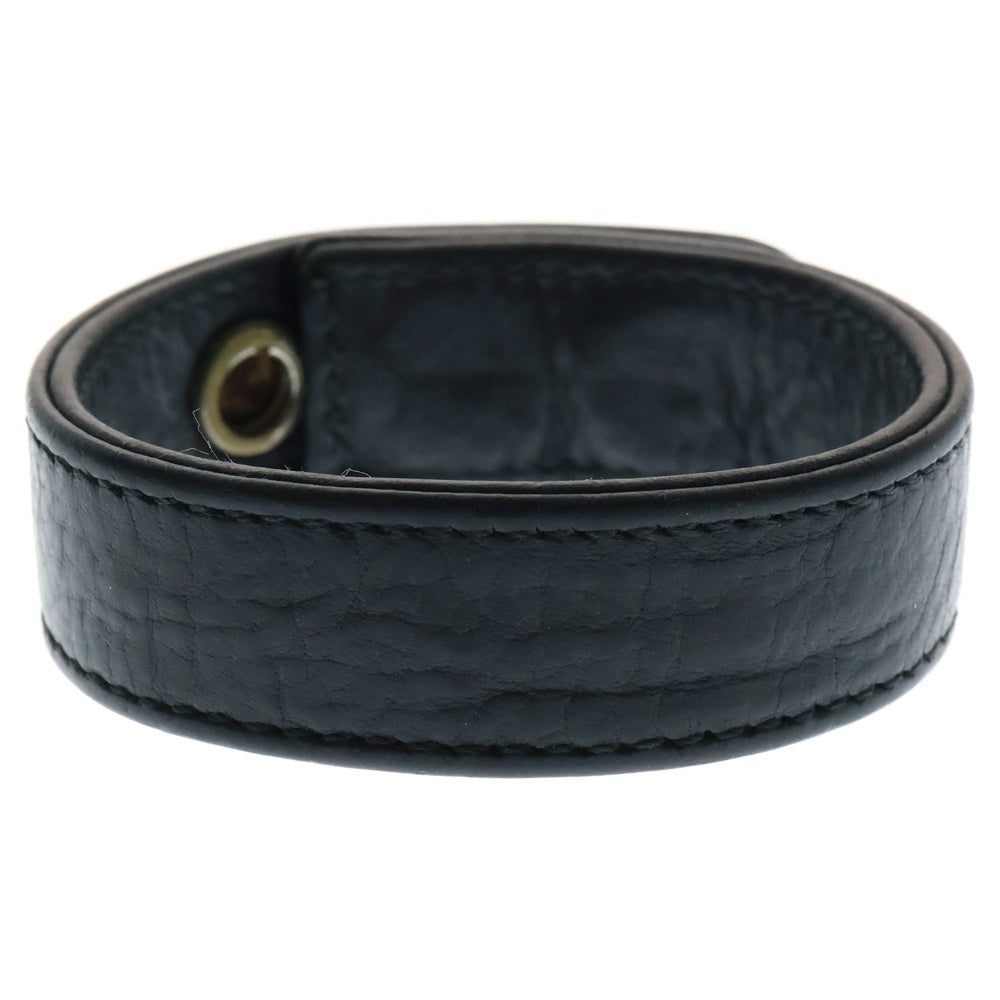 CHROME HEARTS(クロムハーツ) 3BTN 2SNP クロスボール 3ボタン2スナップ レザーブレスレット ブラック/シルバー BCA123